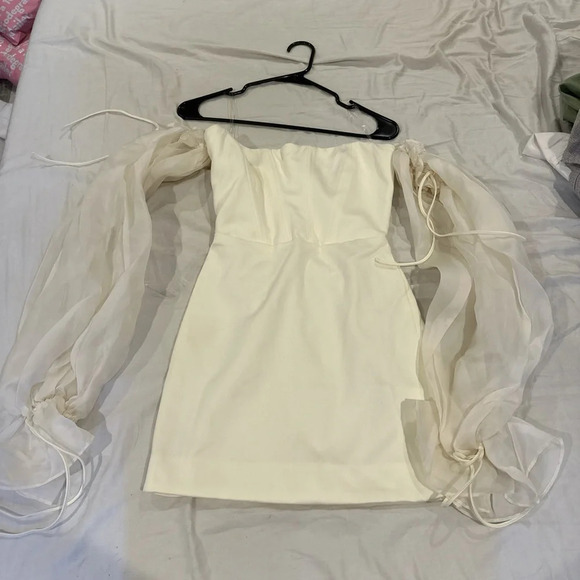 HOUSE OF CB 'Marisa' Ivory Satin Corset Dress mini white - Picture 6 of 7